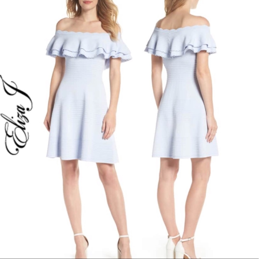 Eliza J Off The Shoulder Fit & Flare Dress